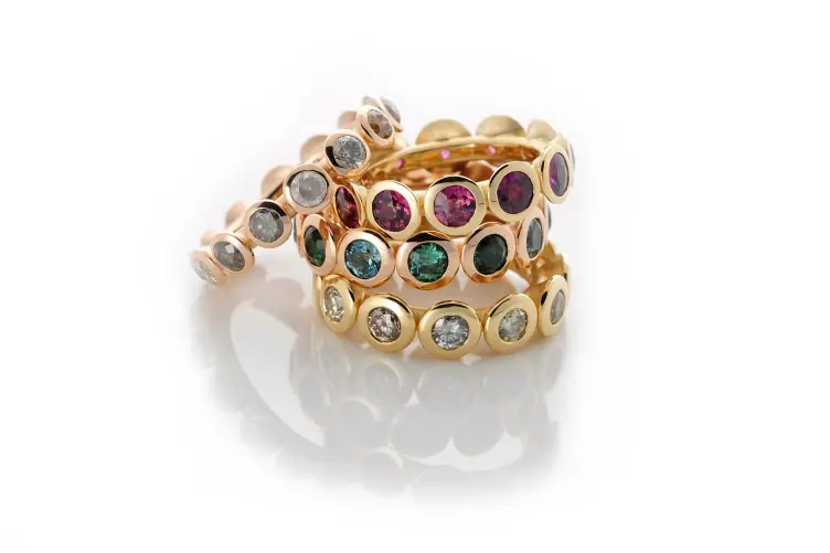 1633003-005-006-008 Ringelrum in 750 Gelb und Rotgold mit Turmalinen und Diamanten