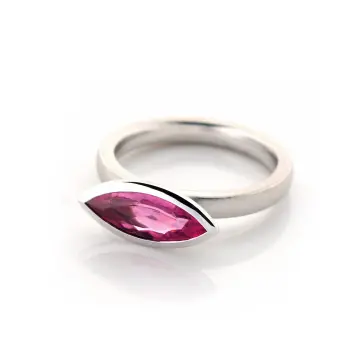 1645004 Ring 750 Weißgold mit Turmalin Navette pink
