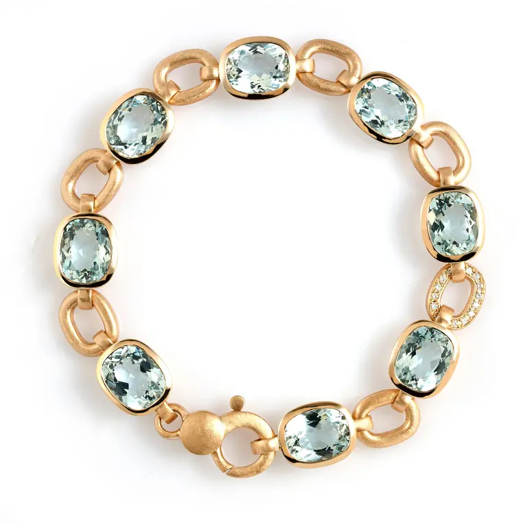 5060000 Armband in 750 Rotgold mit Aquamarinen