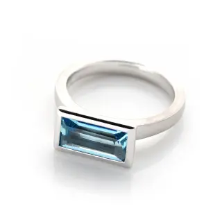 1644007 Ring 750 Weißgold Aquamarin Baguette