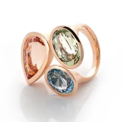 1435-082
Ring 750 Rotgold, mit Morganit, Beryll und Aquamarin