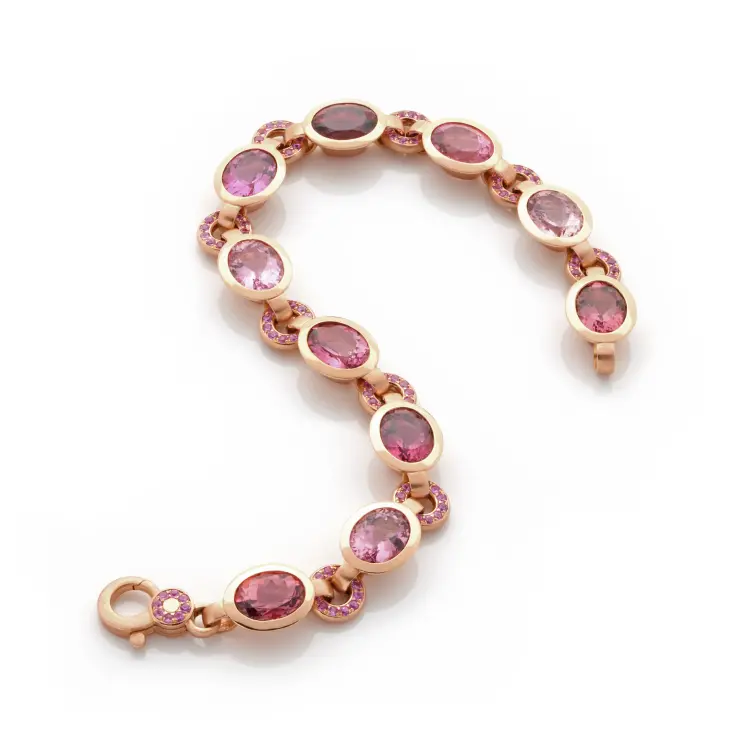 5034-004 Armband 750 Rotgold mit Turmalinen und Rubinen