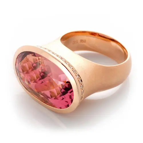 1622000 Ring 750 Rotgold mit Turmalin und Brillanten
