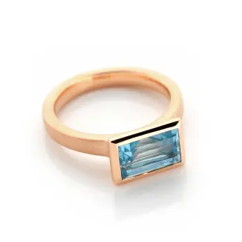 1644008 Ring 750 Rotgold Aquamarin Baguette